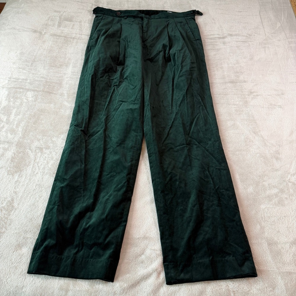 Bonobos Mens 33x32 Emerald Green Velvet Pleated Trousers Profilo Italia Pant